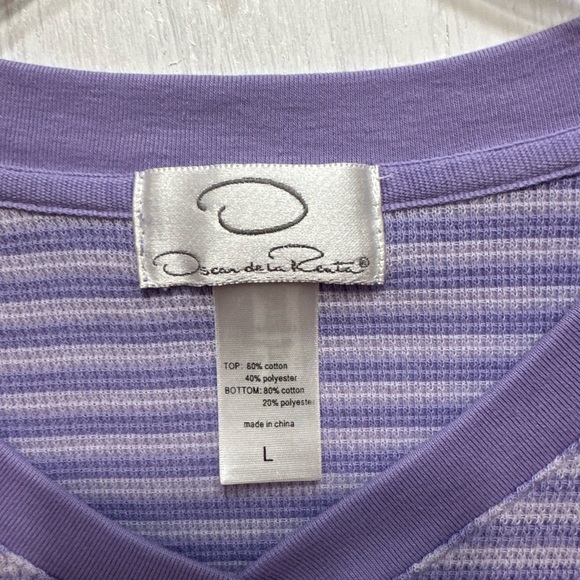 Vintage Oscar de la Renta Lavender Lounge Pajama Set L 2pc Top Pants Y2K Soft - Picture 9 of 11